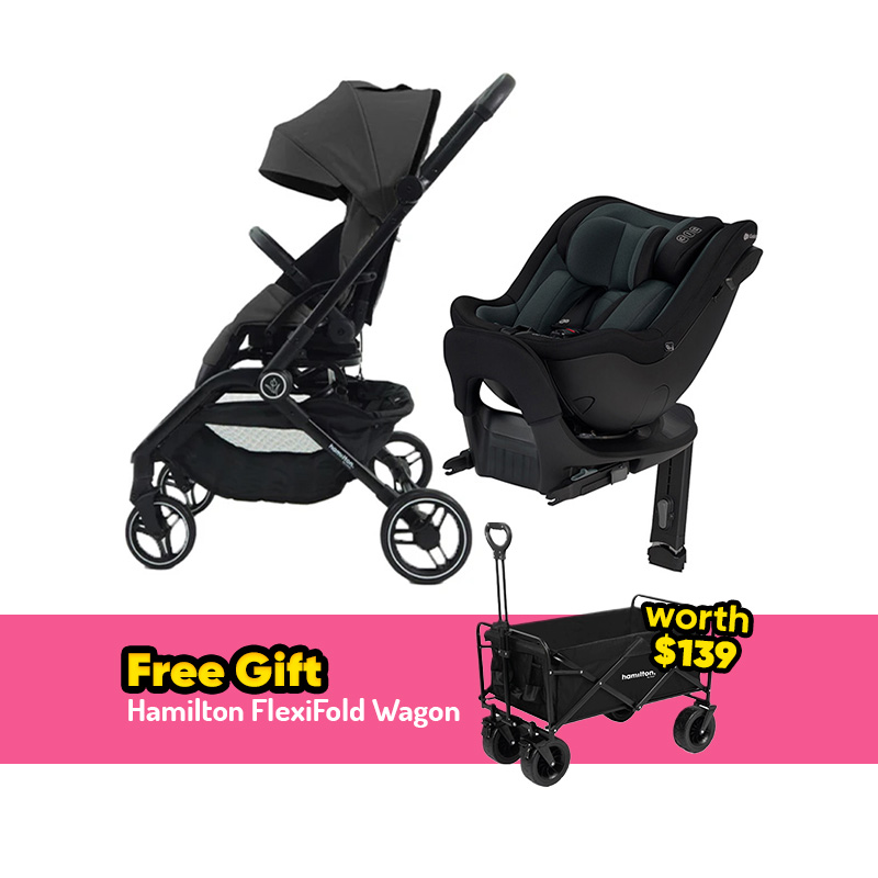 (Hamilton x Kinderkraft) Hamilton T1 Turnable Stroller + Kinderkraft I-GUARD i-Size Carseat Bundle